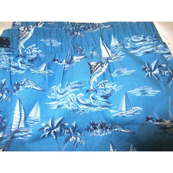 Tommy Bahama Men's Woven Notch Collar Long Pant PJ set Tropical Sea Life NWT XL - Picture 7 of 7